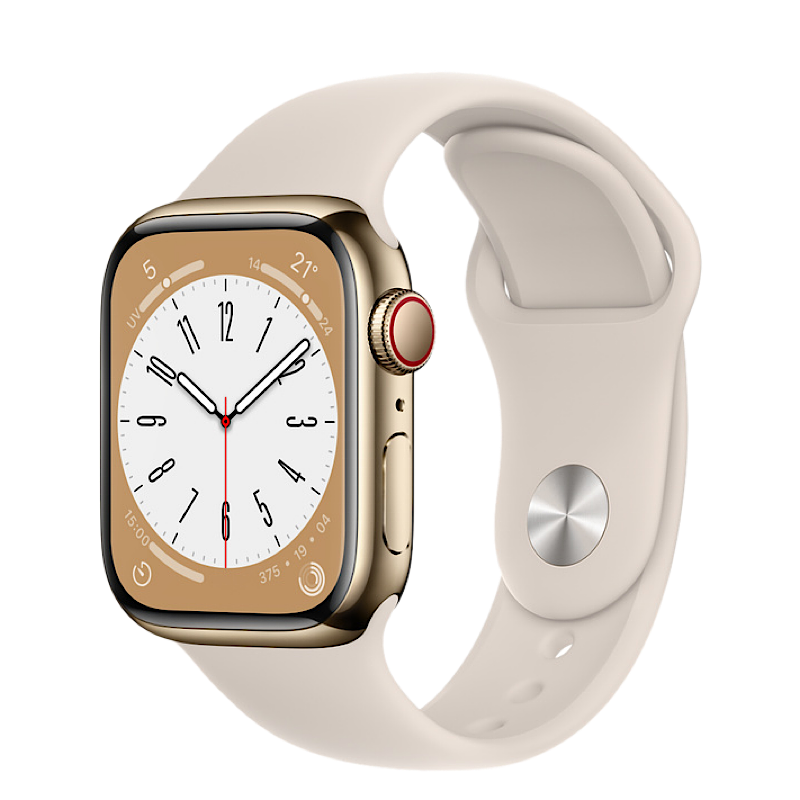 APPLE WATCH SERIE 8 - Cassa in acciaio inossidabile color oro con Cinturino Sport GPS + CELLULAR