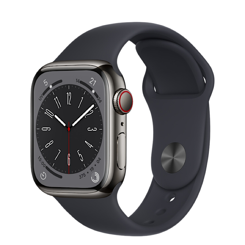 APPLE WATCH SERIE 8 - Cassa in acciaio inossidabile color grafite con Cinturino Sport GPS + CELLULAR